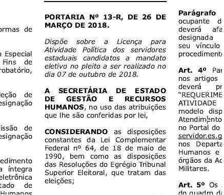 portaria_licença política