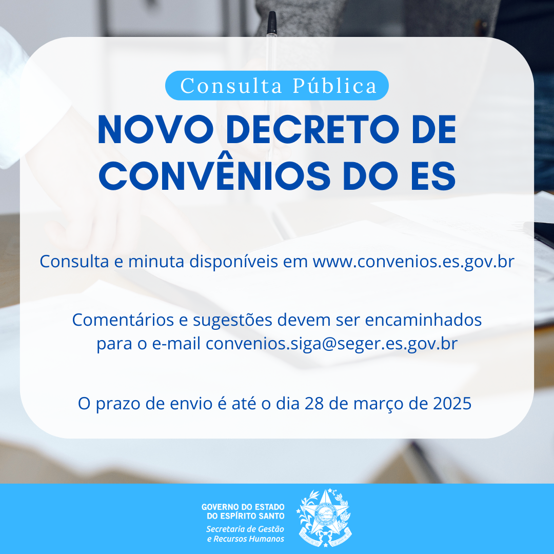 Consulta pública - Novo Decreto Convênios
